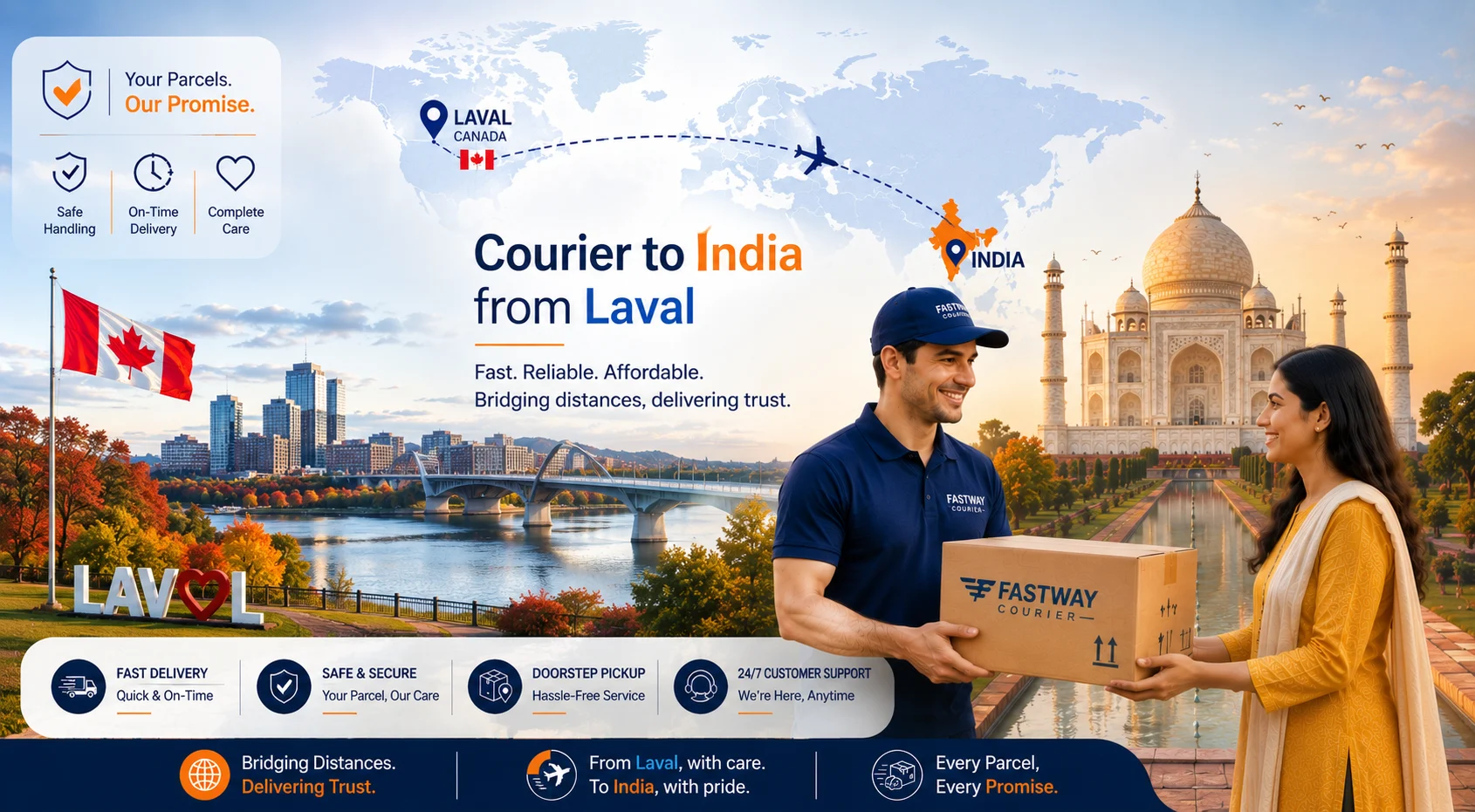 Courier to India from Laval