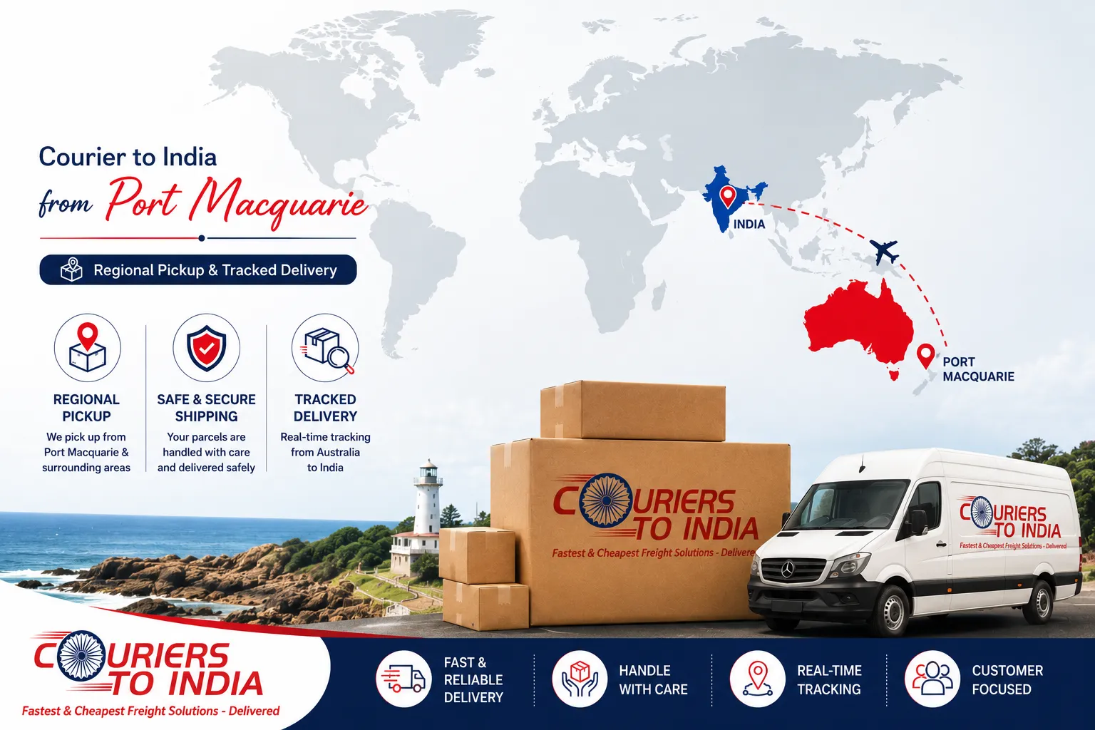 Courier to India from Port Macquarie - Regional Pickup & Tracked Delivery