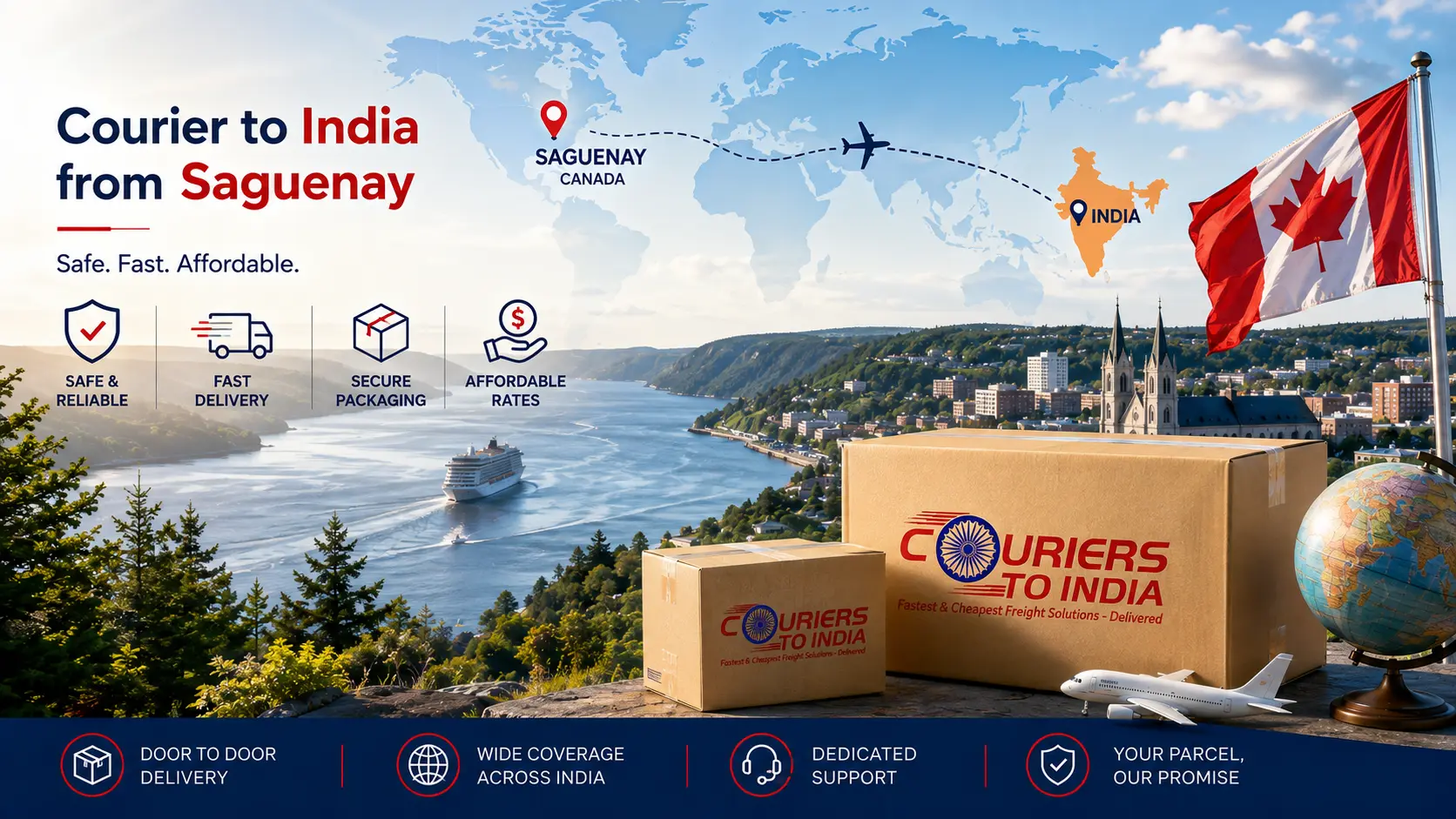 Courier to India from Saguenay - Regional Pickup & Tracked Delivery
