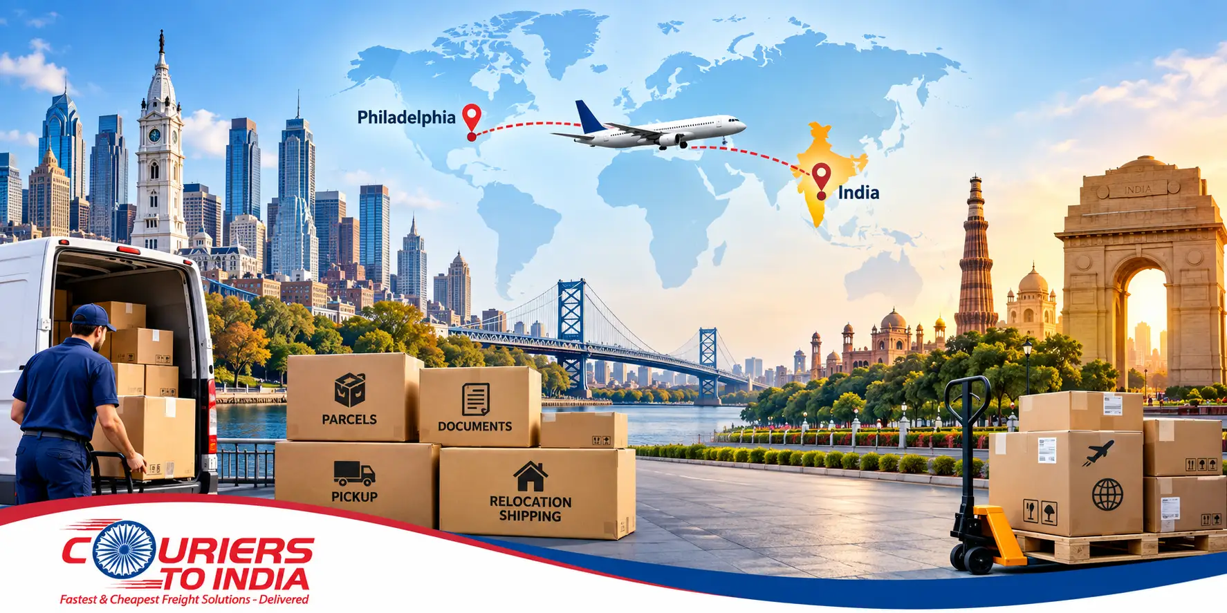 Courier from Philadelphia to India