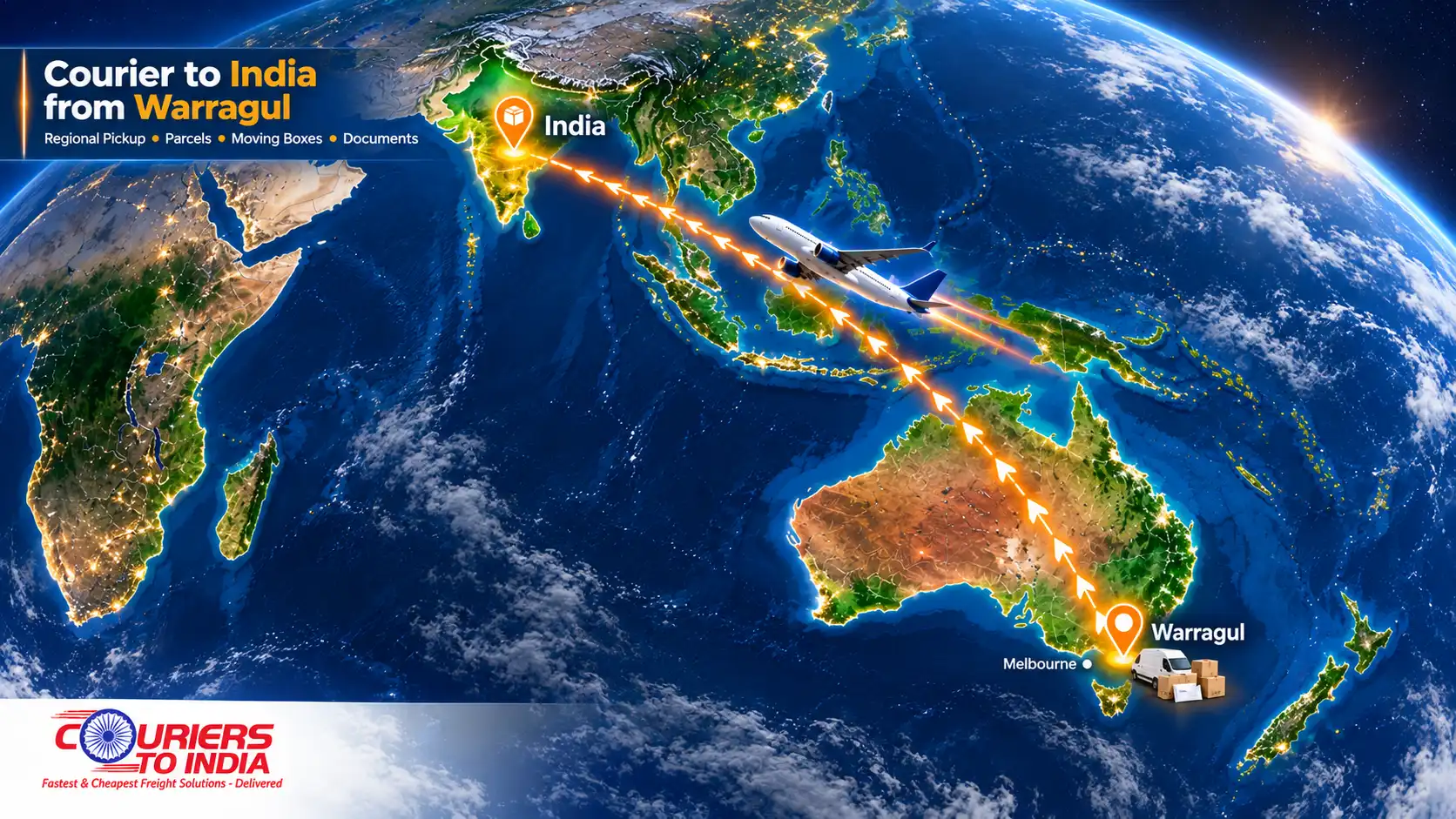 Courier to India from Warragul - Regional Pickup, Parcels, Moving Boxes & Documents